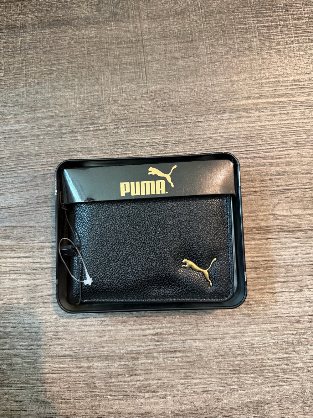 Puma Men's Black Leather Wallet with Gold Logo